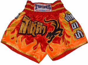 Short boxe Thai - TWINS -  TTBL033 Fire dragon red