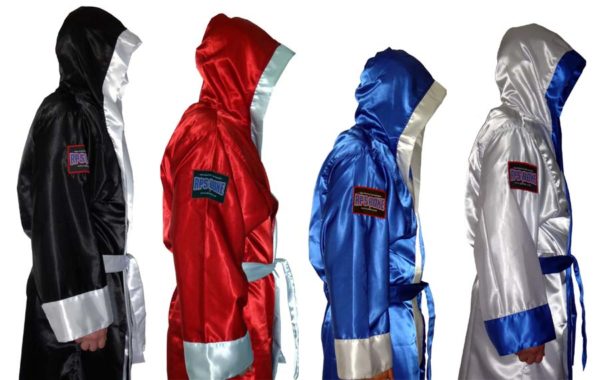 Peignoir de boxe en satin avec capuche bicolore – Image 2